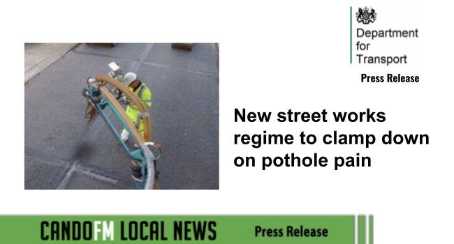 New street works regime to clamp down on pothole pain