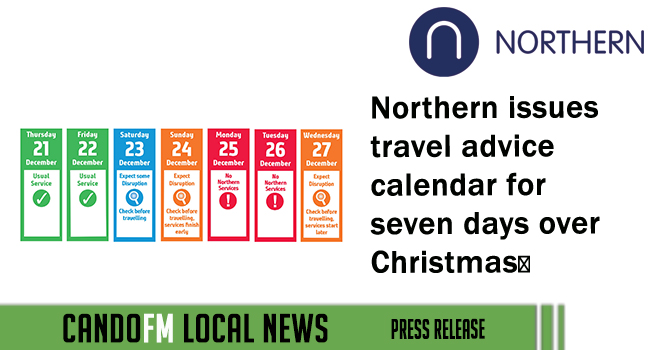 Northern issues travel advice calendar for seven days over Christmas﻿
