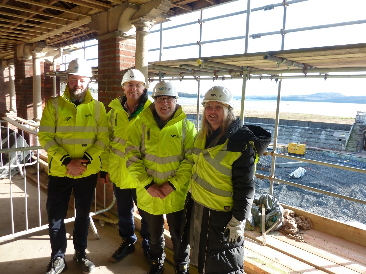 Allan Harty, Assistant Director of Corporate Assets, Fleet and Capital Programme; Council Leader Cllr Jonathan Brook; Cllr Peter Thornton, Cabinet Member for Highways and Assets; and Steph Cordon, Director of Thriving Communities, in the central pavilion.