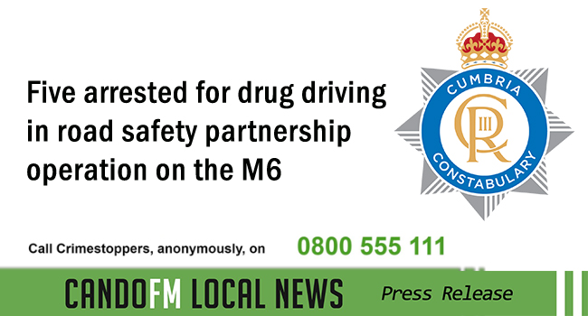 Five arrested for drug driving in road safety partnership operation on the M6