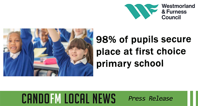 More than 98 per cent of pupils have been offered their first-choice primary school in the Westmorland and Furness Council area for children starting school this September, figures released today confirm.