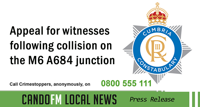 Appeal for witnesses following collision on the M6 A684 junction