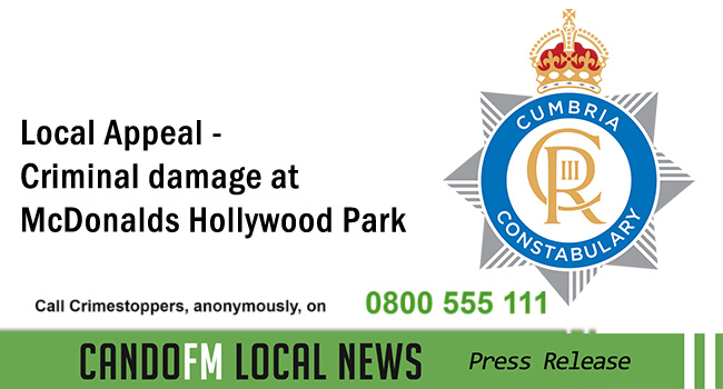 Local Appeal – Criminal damage at McDonalds Hollywood Park